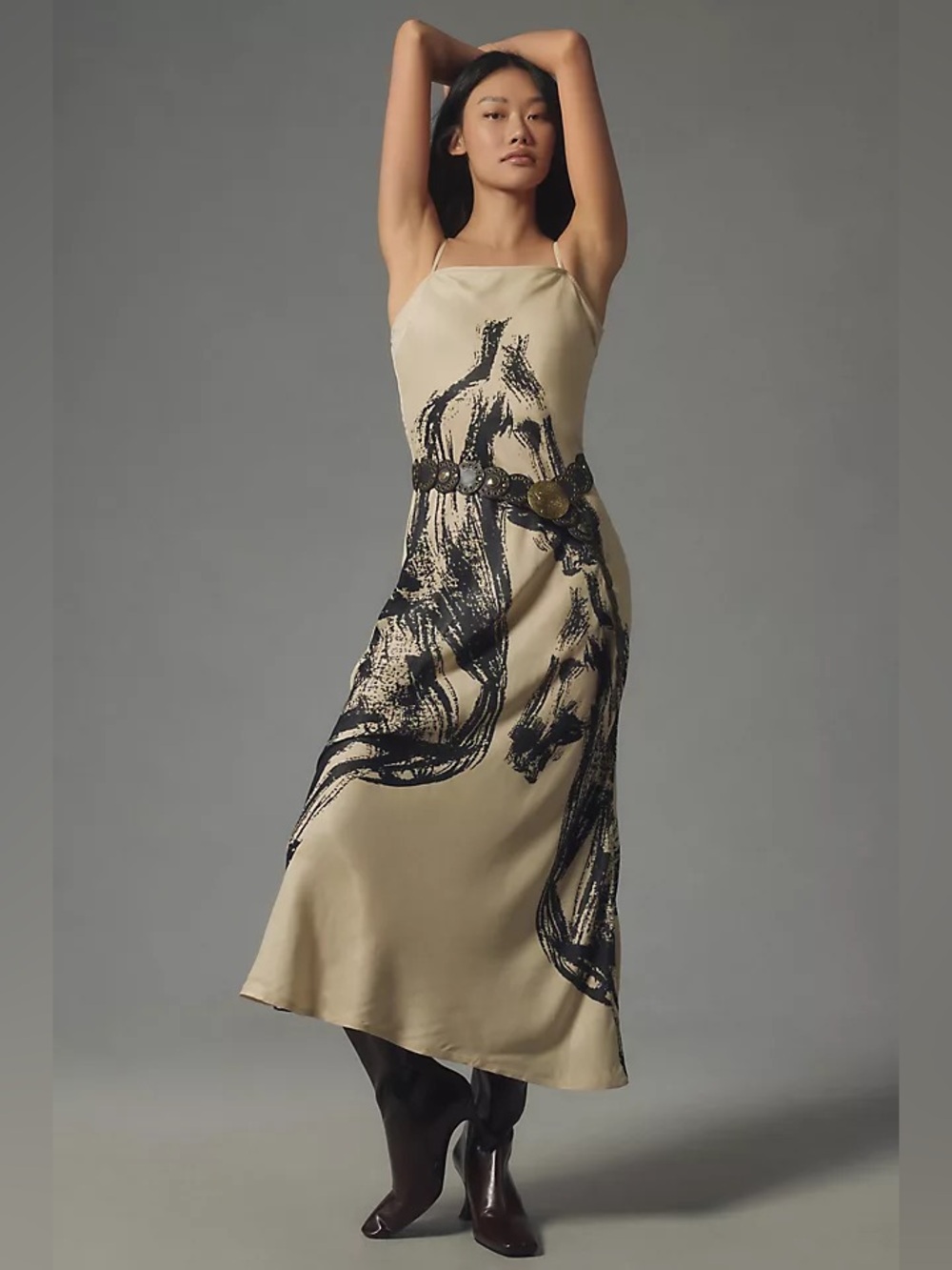Anthropologie Conditions Apply Chloe Maxi Dress Slip Horse Beige Medium